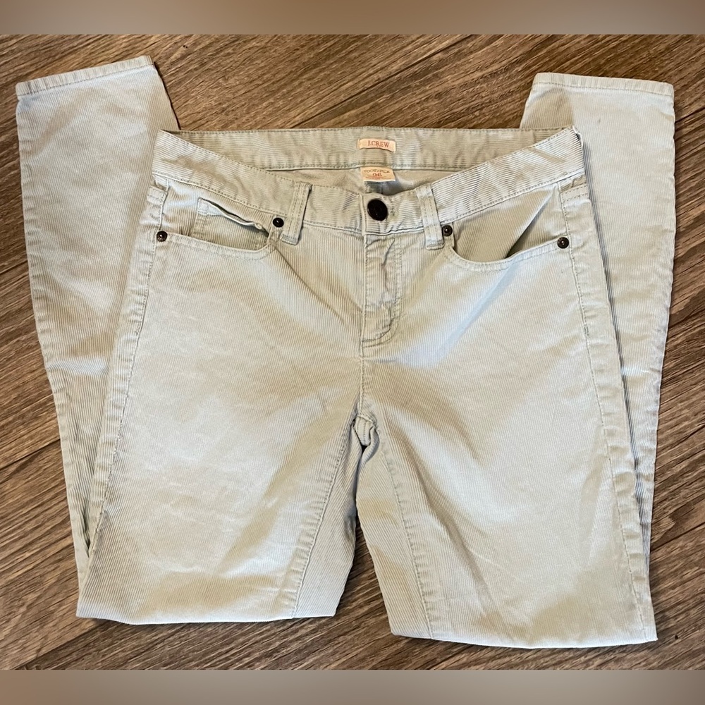 J. Crew Toothpick Cords Skinny Jeans Icy Blue/Green Size 26 Womens